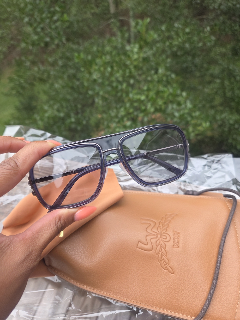 MCM Men’s Clear Smoke Frame Sunglasses